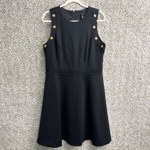 White House Black Market Dress Women’s 14 Gold Button Sleeveless Fit & Flare